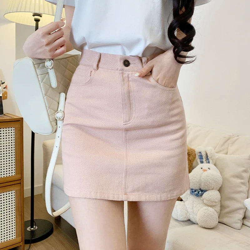 Pink Denim Skirt