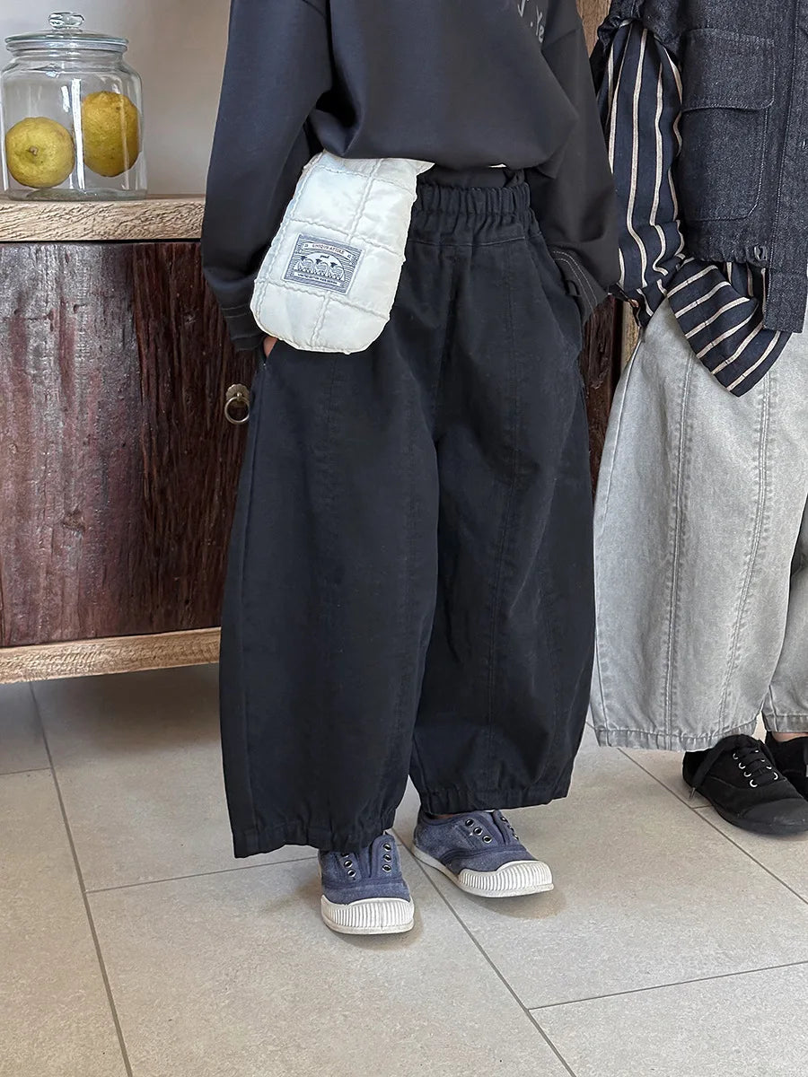 Children Clothes Kids Casual Loose Pants 2025 Boys Spring Loose Wide Legs Solid Color Fashionable Simple Kids Trousers