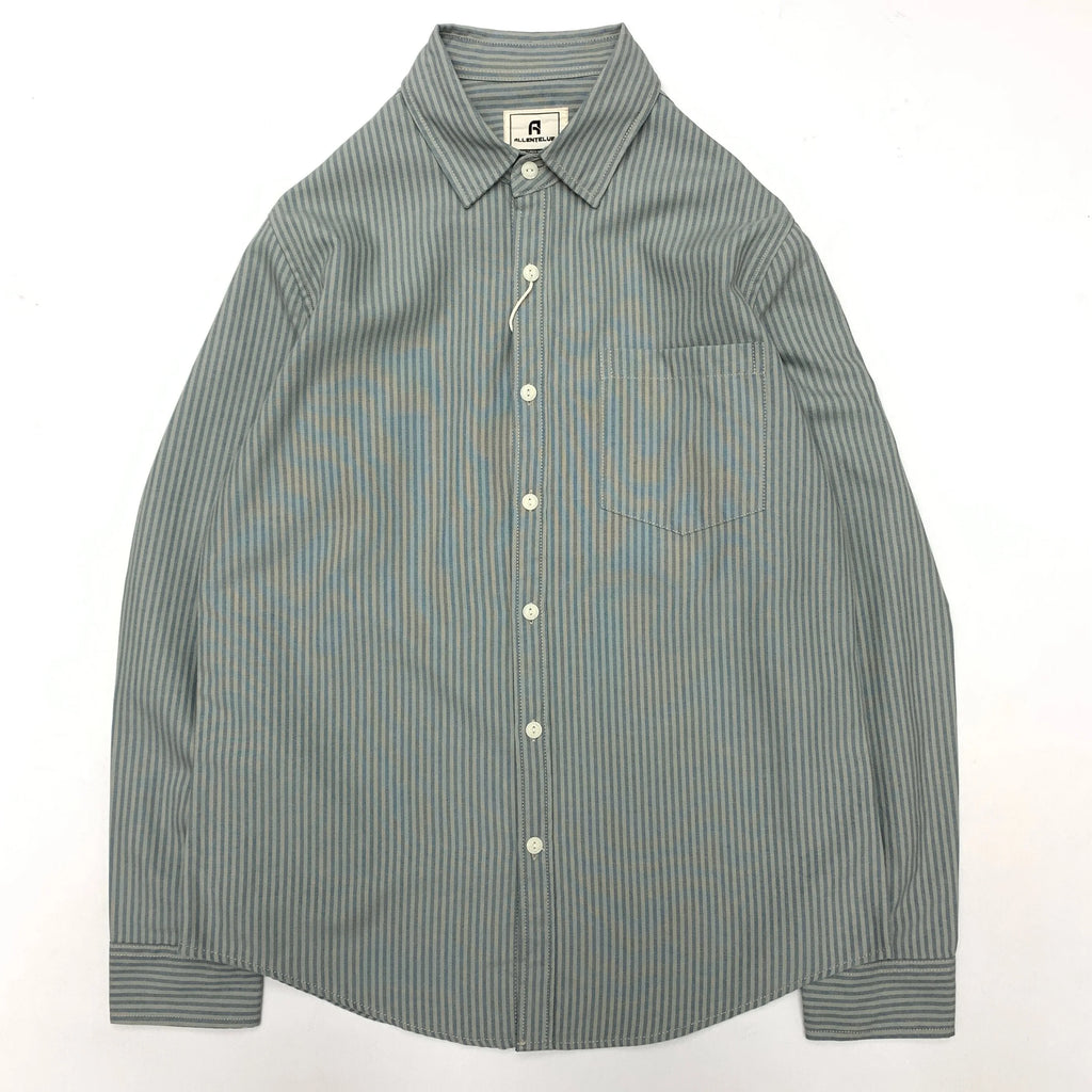 Retro Long Sleeve Lapel Oxford Striped Shirt