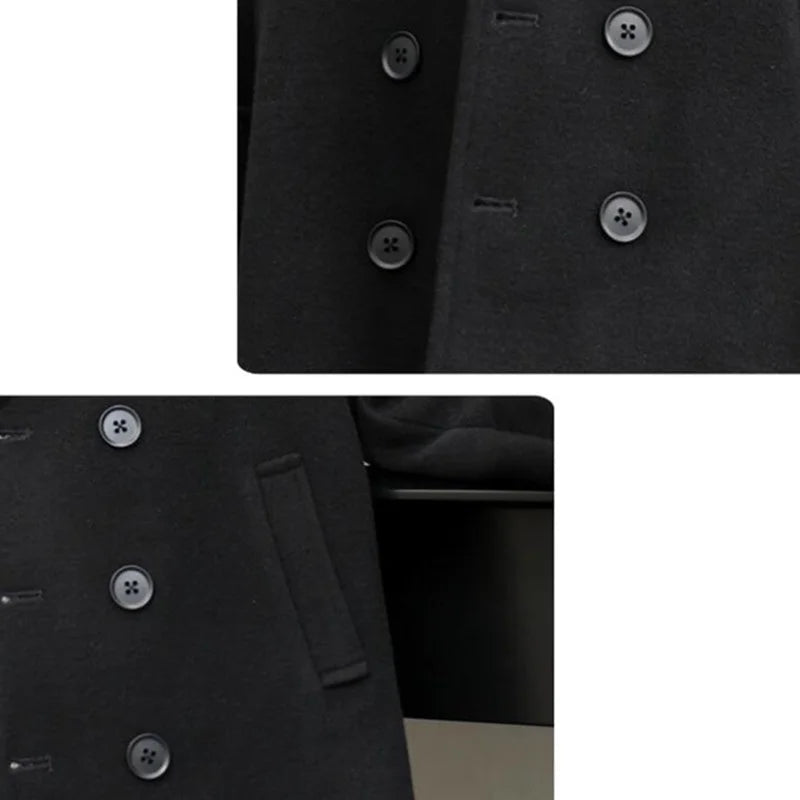 Boys Autumn Winter Double-breasted Coat Kids Solid Woolen Jacket Children Outerwear Toddler Teenager Overcoat 6 8 10 12 14 Years