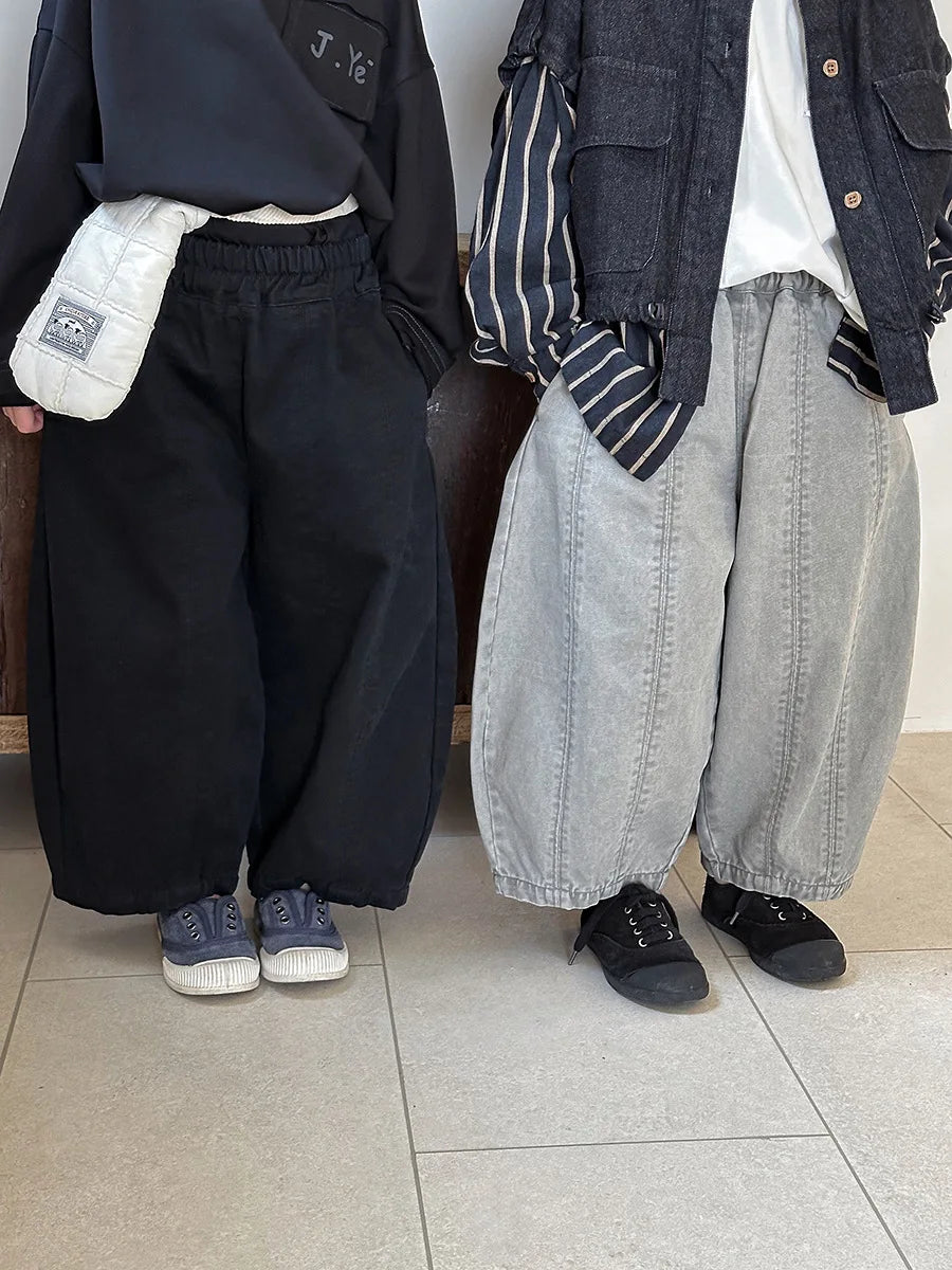 Children Clothes Kids Casual Loose Pants 2025 Boys Spring Loose Wide Legs Solid Color Fashionable Simple Kids Trousers