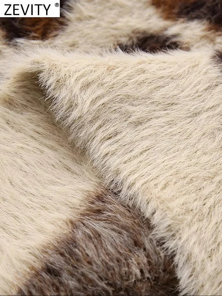 Leopard Pattern Fur Knit Sweater