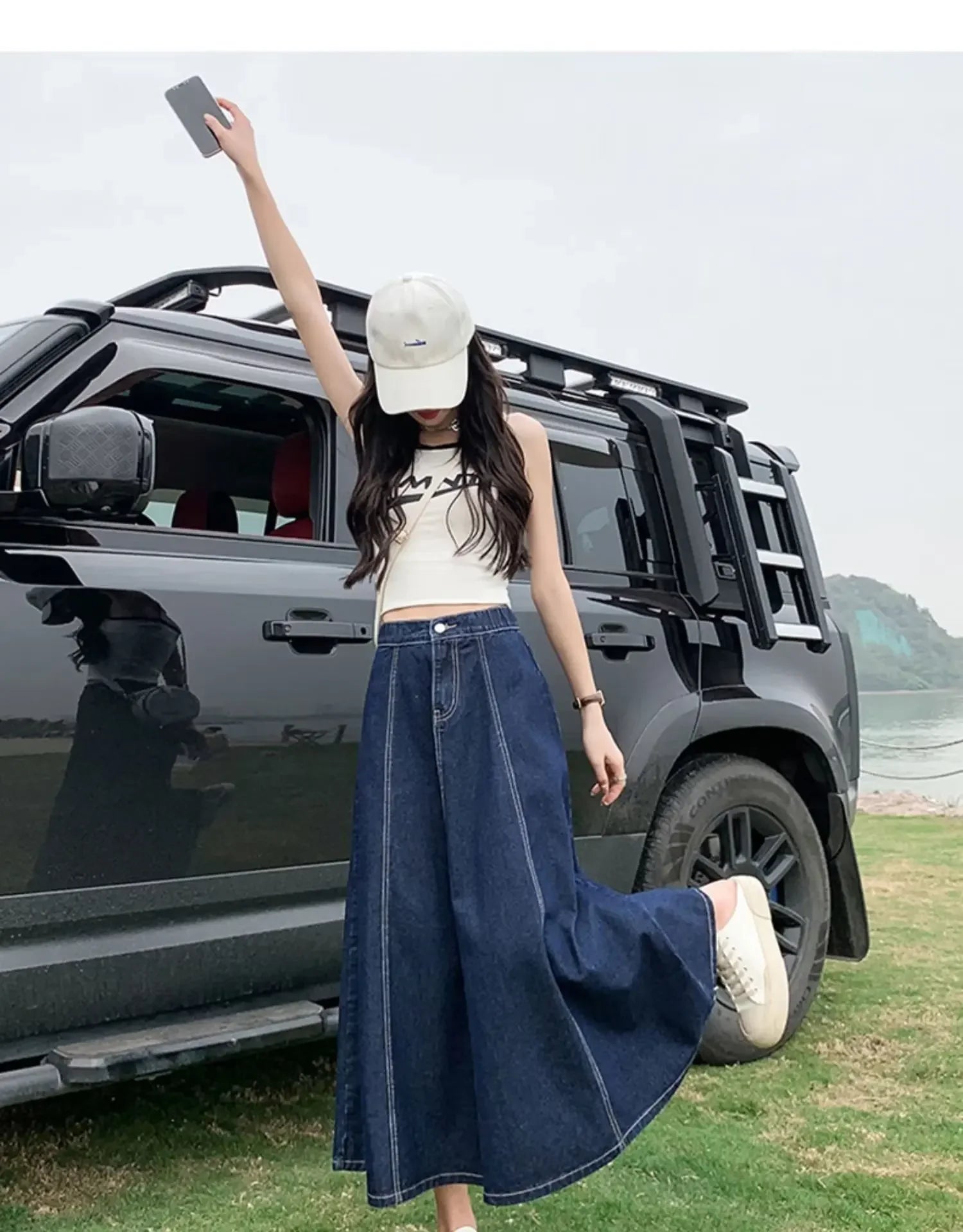 High-Waisted Jean Skirt