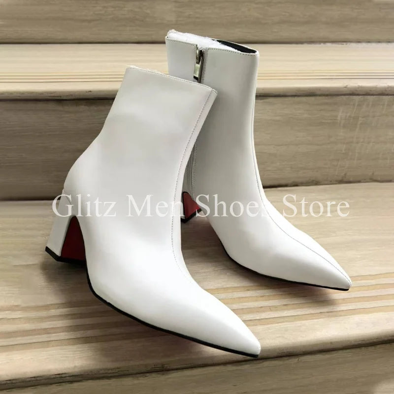 Pointed Chunky Heel Boots