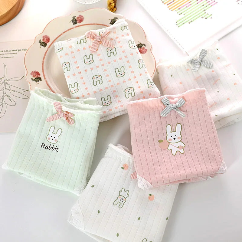 {6 Pieces} Lace Cotton Low Waist Briefs