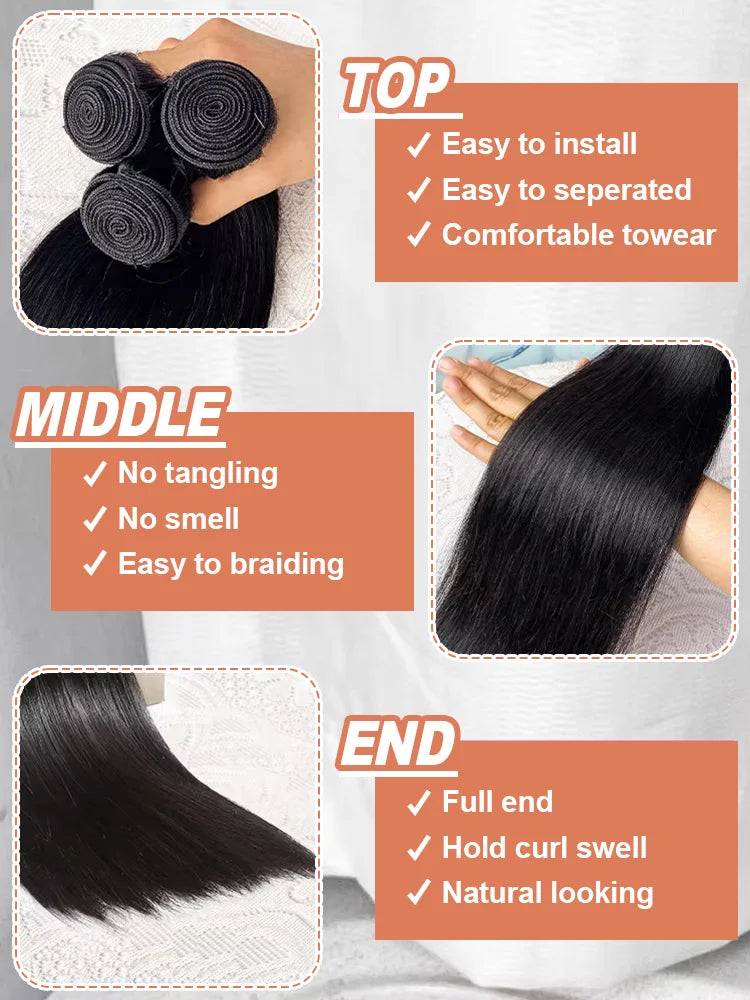 Bone Straight Human Hair Weave Bundles