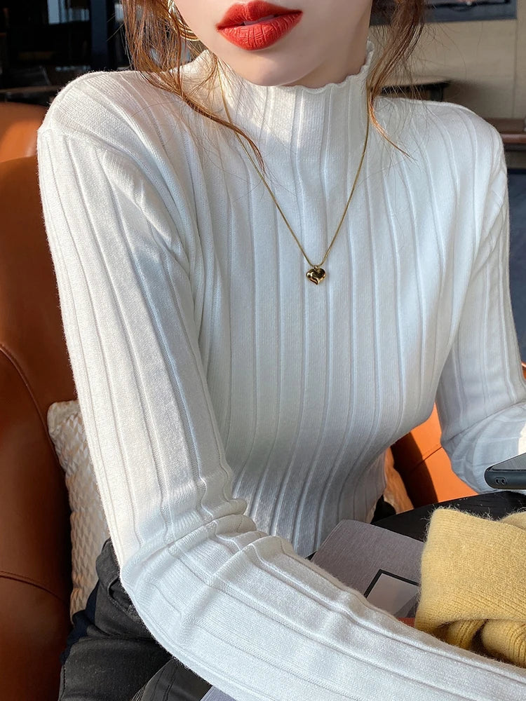 Knitted Ribbed Turtleneck Sweater