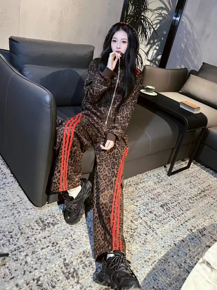 Leopard Print Sports Suit