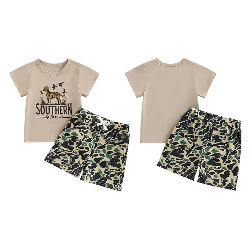 2025-01-15 Lioraitiin Toddler Baby Boy Duck Outfit Short Sleeve T-shirts Elastic Waist Shorts Summer Outfit