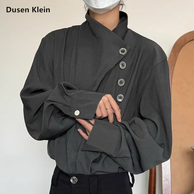 Long-Sleeved Irregular Loose Casual Shirt