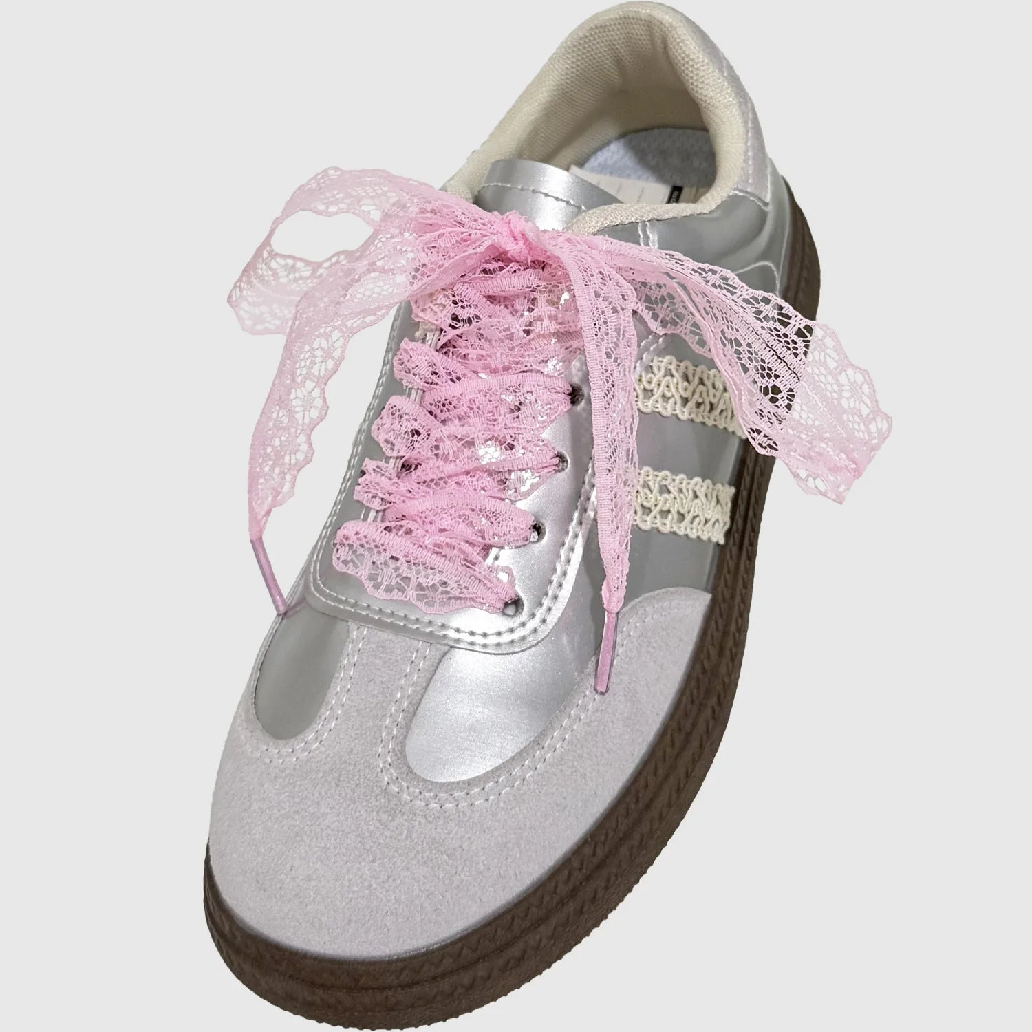 1Pair Fancy Lace Shoelaces for Women Casual Shoes Width Flat Shoelace for Sneakers Black White Shoe Laces Accessorices