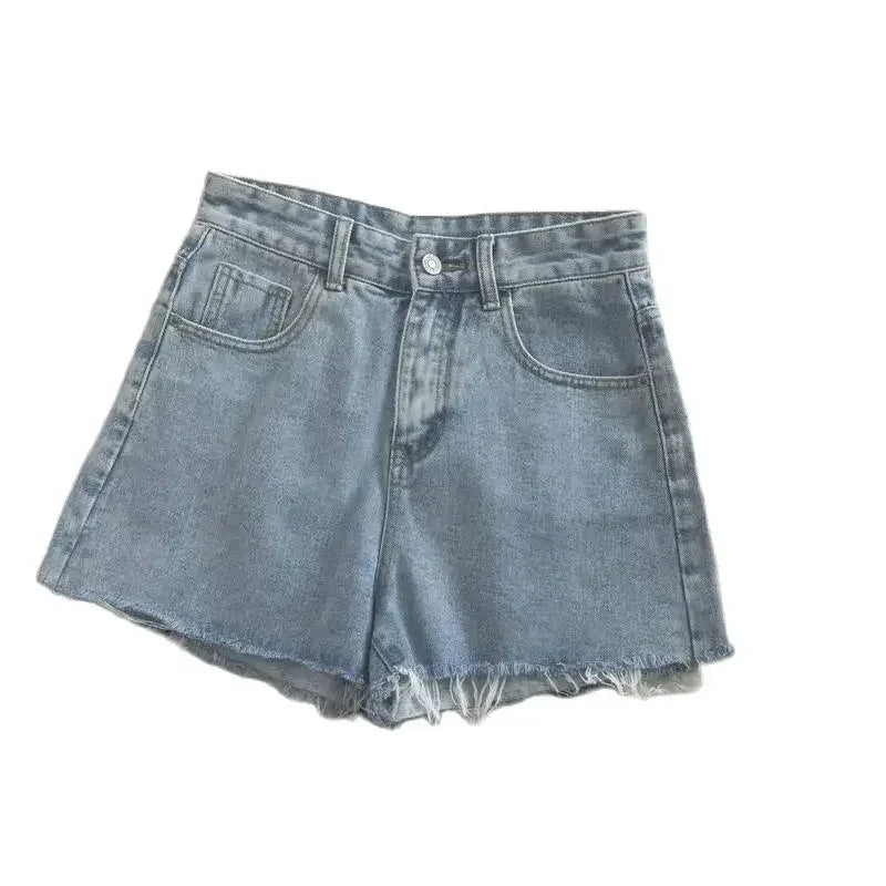 High Waisted Raw Edge Denim Shorts