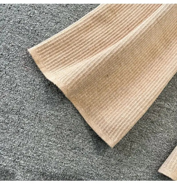 Zipper Hooded Slim Fit Knitted Sweatshirt Set