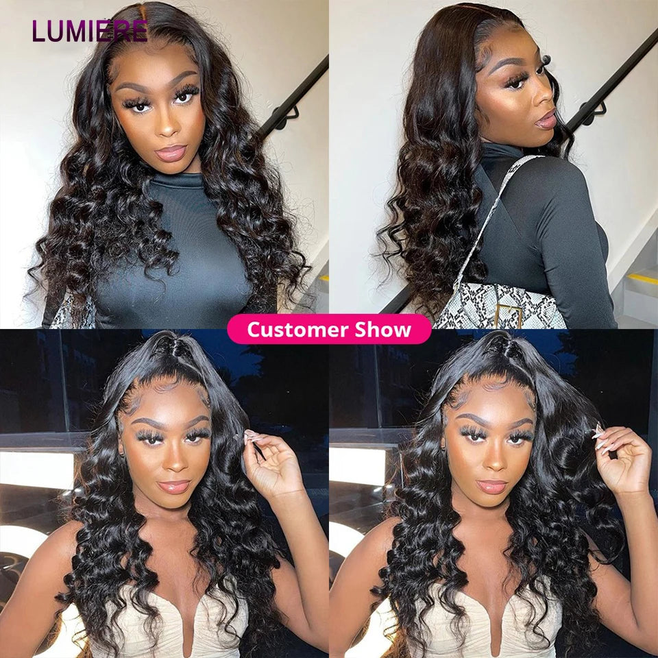 Loose Deep Wave Human Hair Bundles With 5x5 6x6 HD Lace Closure Frontal With Bundles Virgin Raw Hair Weave Hair Extension 8-40"
