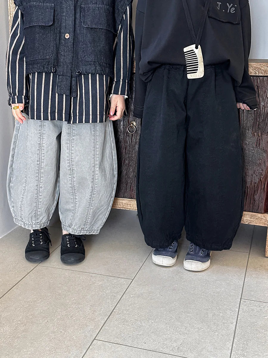 Children Clothes Kids Casual Loose Pants 2025 Boys Spring Loose Wide Legs Solid Color Fashionable Simple Kids Trousers