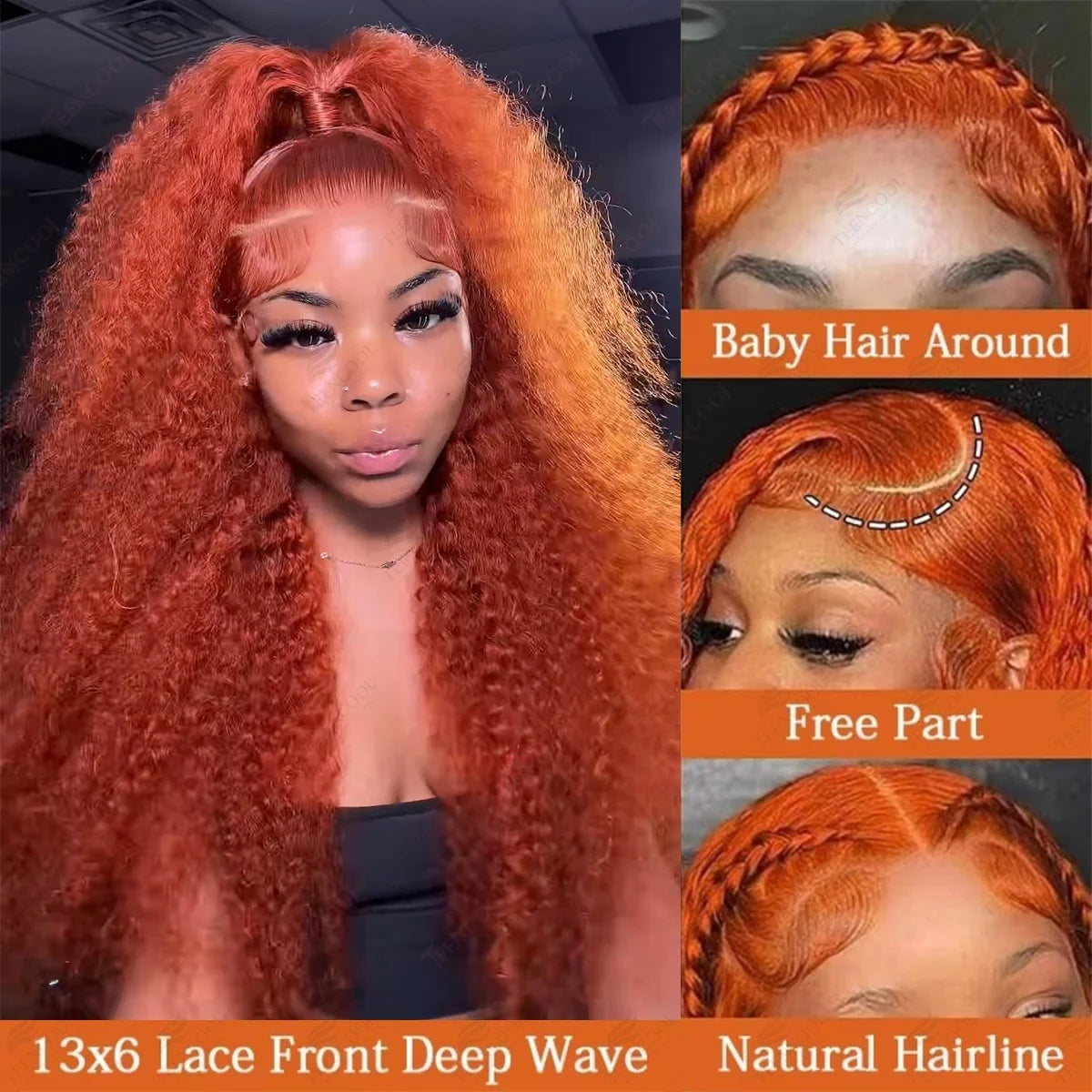 Deep Wave Ginger Lace Front Wig