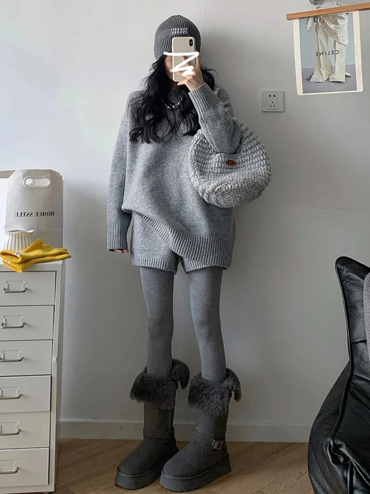 Oversized Grey Knit Co-ord Set