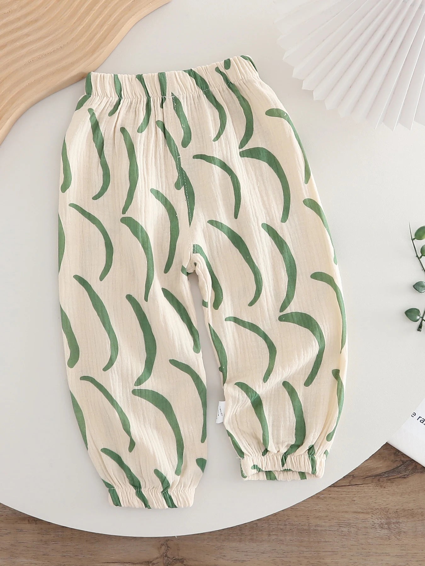 Kids Printed Mosquito-Repellent Pants Summer Boys Girls Pure Cotton Breathable Elastic Cuff Trousers for Baby Toddler Outdoor