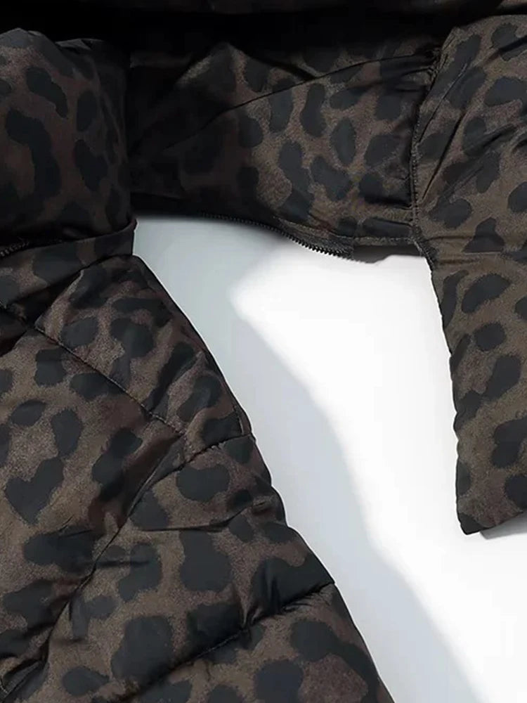 Leopard Print Down Cotton-Padded Jacket