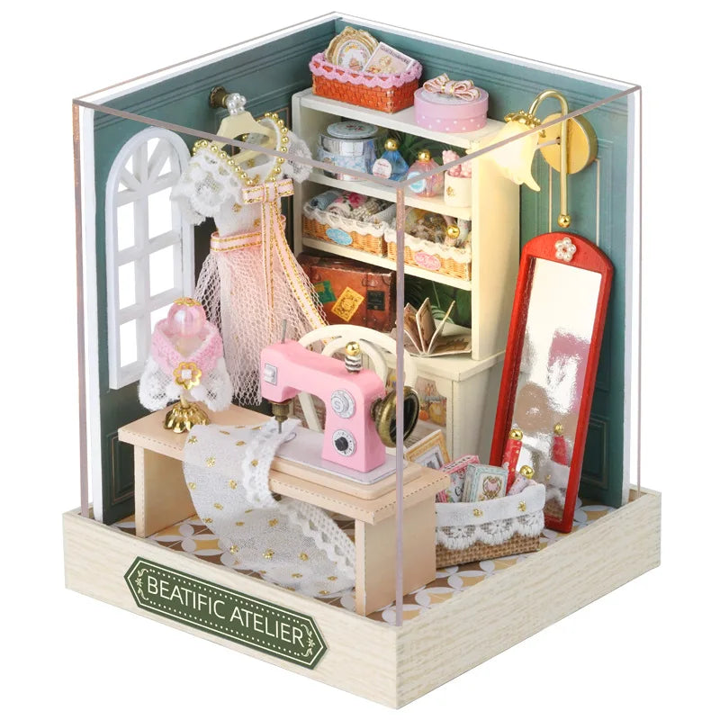 Kids Wooden Miniature Dollhouses Kit