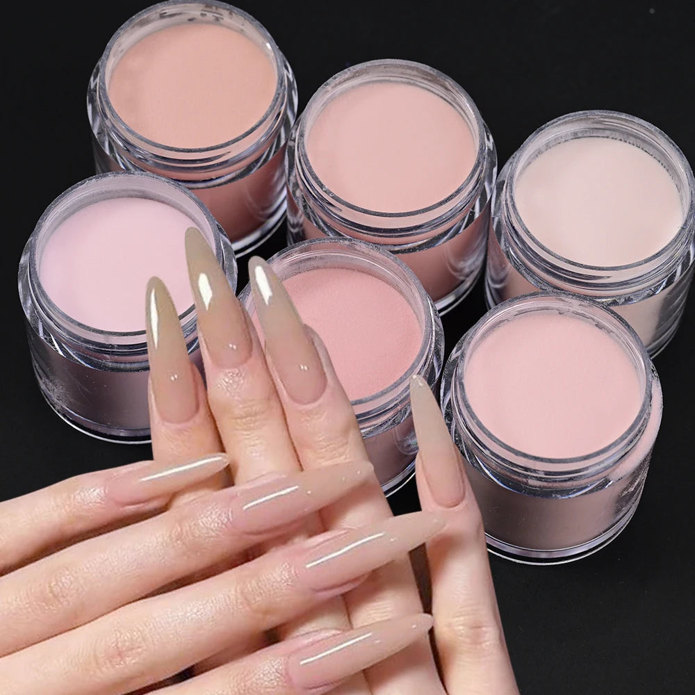 6Colors Nude/Pink Nail Art Acrylic Powder Net.7g*6Jars For French Nails Extension 3D Tips Carving Dipping Fast-Dry Polymer Dust