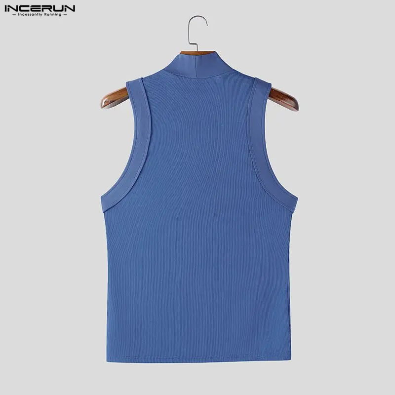 Solid Color Sleeveless Knitted Turtleneck