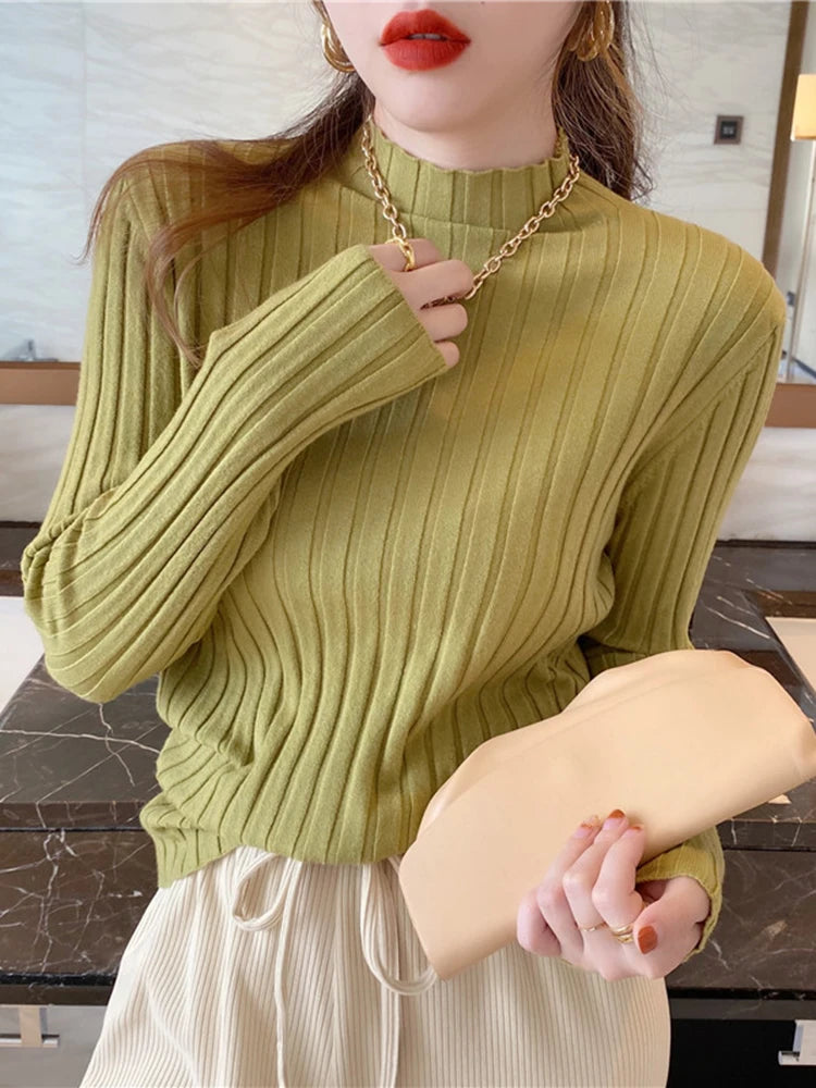 Knitted Ribbed Turtleneck Sweater