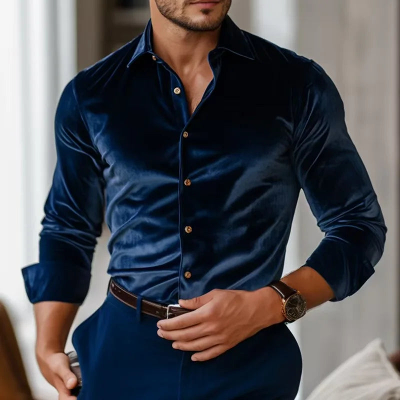 Luxury Velvet Button-Down Shirt