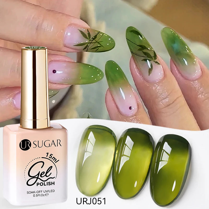 UR SUGAR 15ml Jelly Milky White Translucent Color Gel Polish Semi Permanent UV Gel Nail Art Soak Off Gel Varnish Latest Fashion
