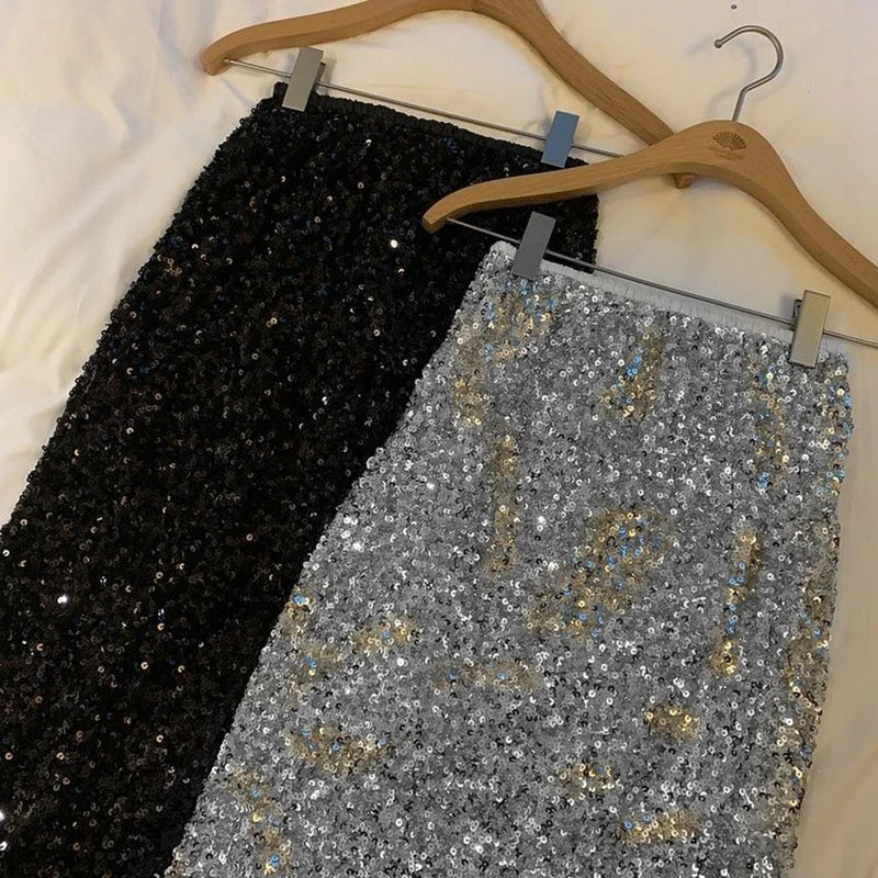 Sequin Decorate Midi Skirt
