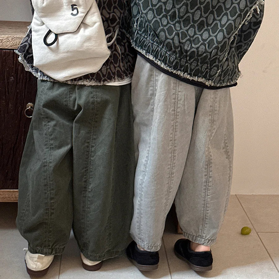 Children Clothes Kids Casual Loose Pants 2025 Boys Spring Loose Wide Legs Solid Color Fashionable Simple Kids Trousers