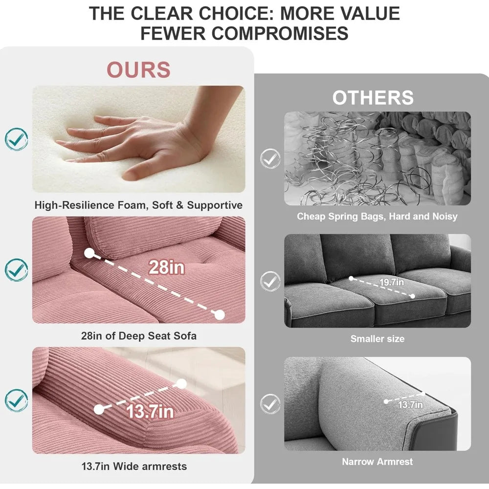 117.3" U-Shaped Cloud Couch Modular Sectional Sofa