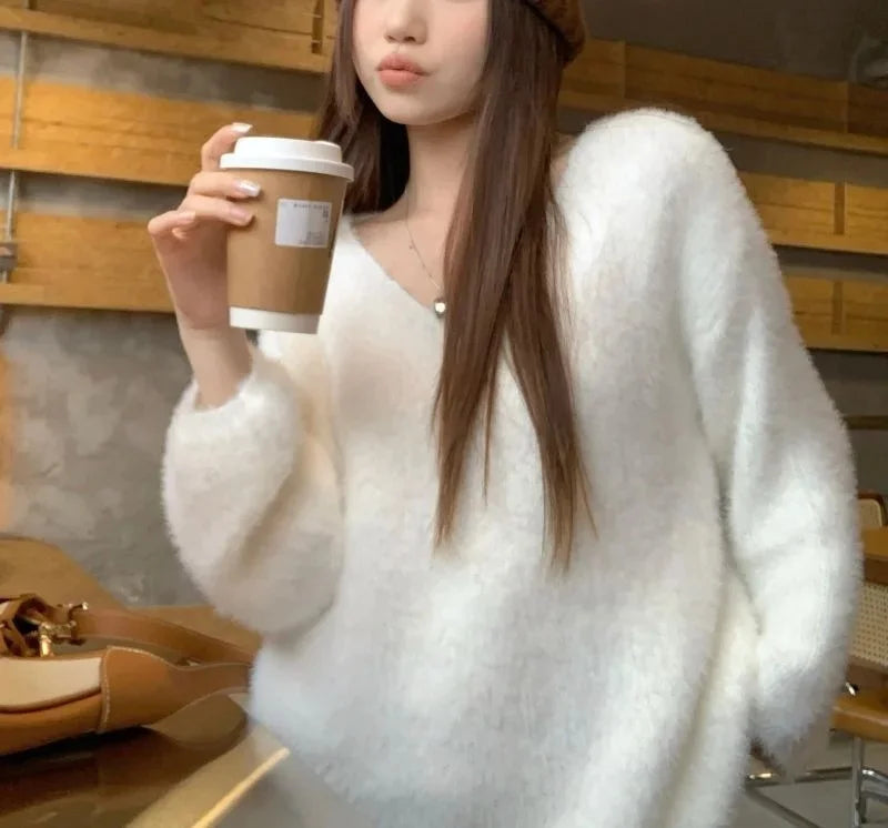 V-Neck Long Sleeve Knitted Top