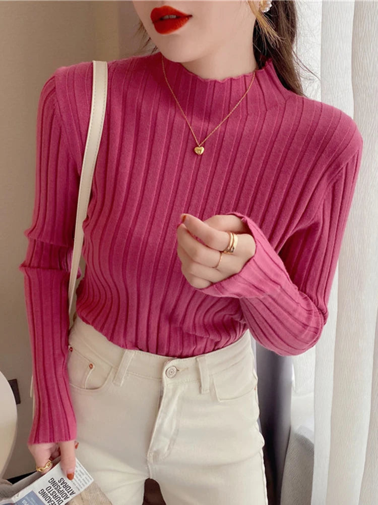 Knitted Ribbed Turtleneck Sweater