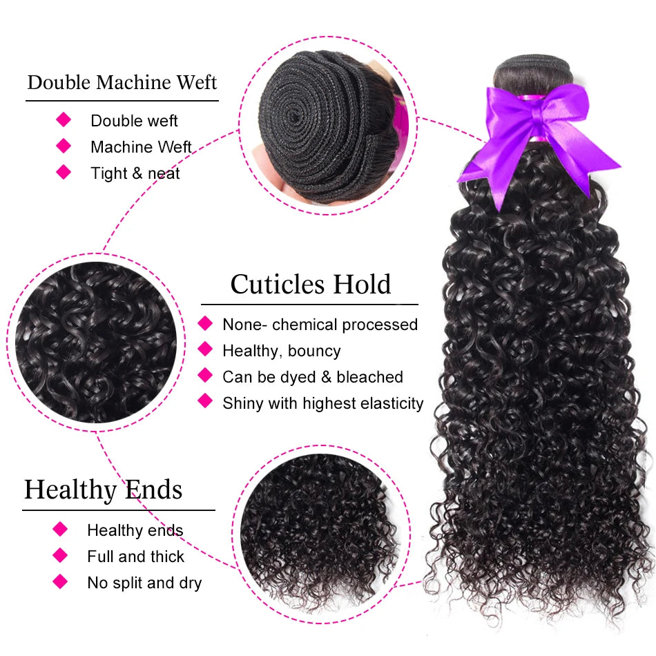 15A Malaysian Hair Bundles With Frontal Kinky Curly Bundles With Frontal 13x4 Ear to Ear Lace Frontal Human Hair Weave Extension