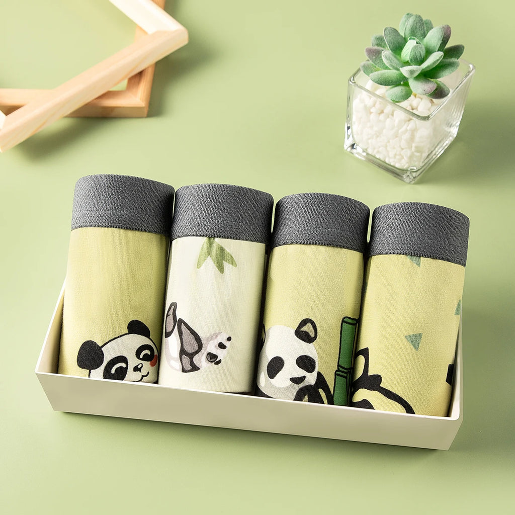 4PCS/Set Kids Boxer Underwear Cotton Cute Cartoon Bamboo Panda Children Shorts Cartoon Lovely Underpants Soft Little Boy Panties