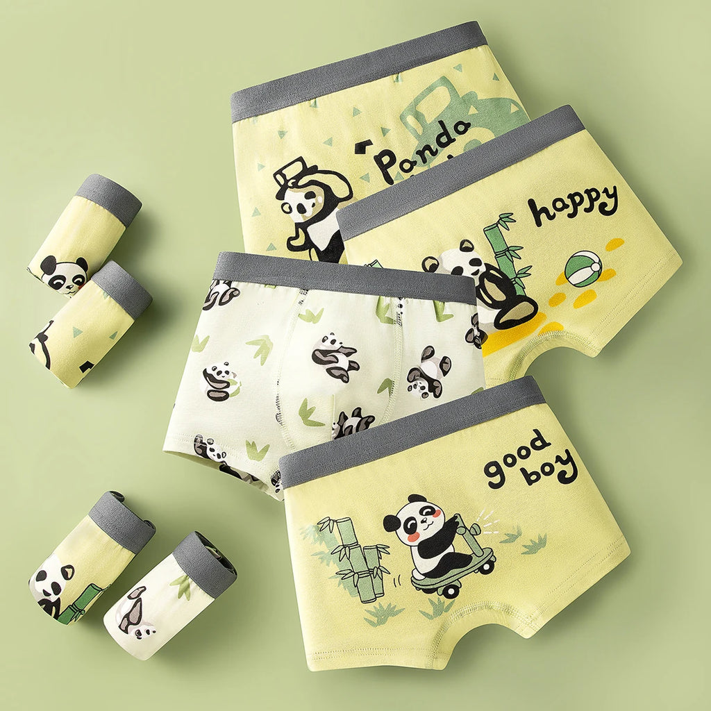 4PCS/Set Kids Boxer Underwear Cotton Cute Cartoon Bamboo Panda Children Shorts Cartoon Lovely Underpants Soft Little Boy Panties