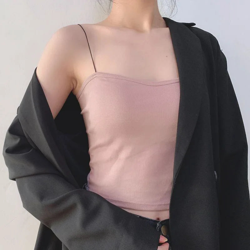Cotton Crop Top With Pads