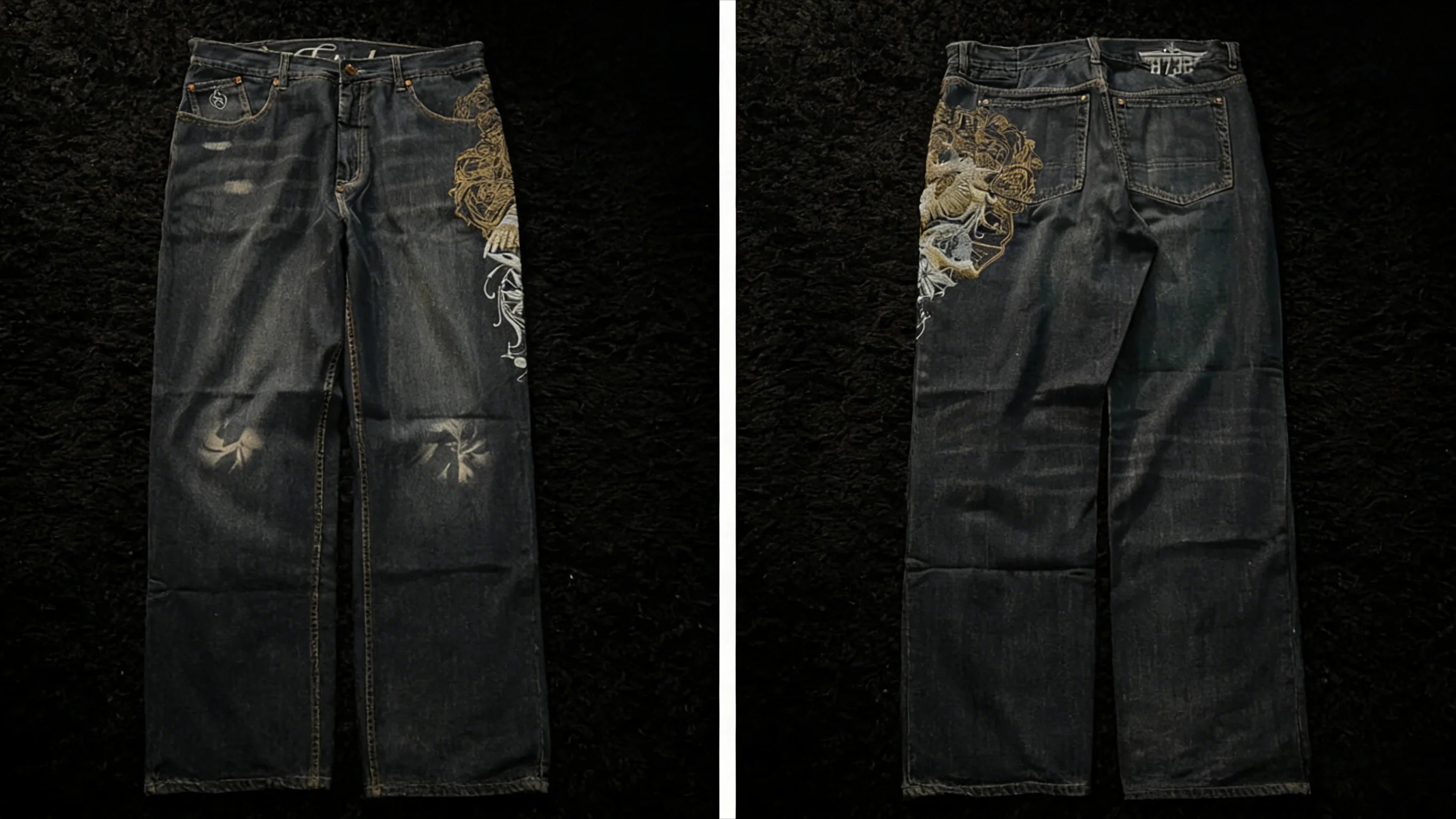 Wings Embroidered High-Waist Jeans