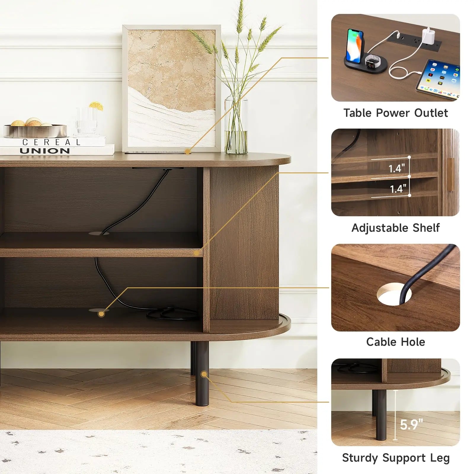 TV Stand Living Room Furniture with Power Outlet