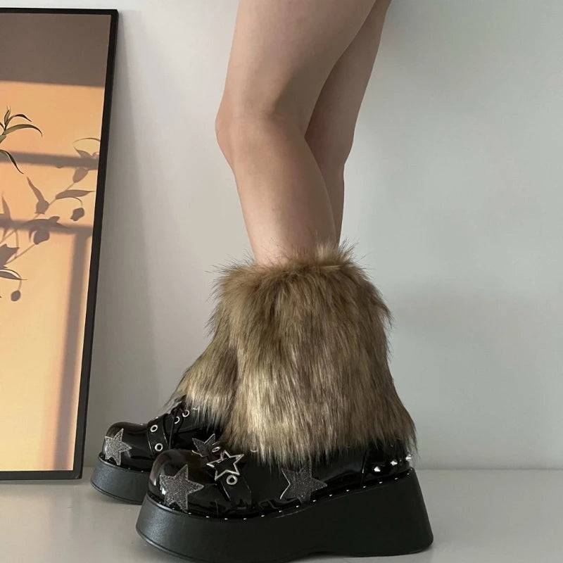 3 Colors 15cm Thicken Faux Furs Plush Leg Warmers