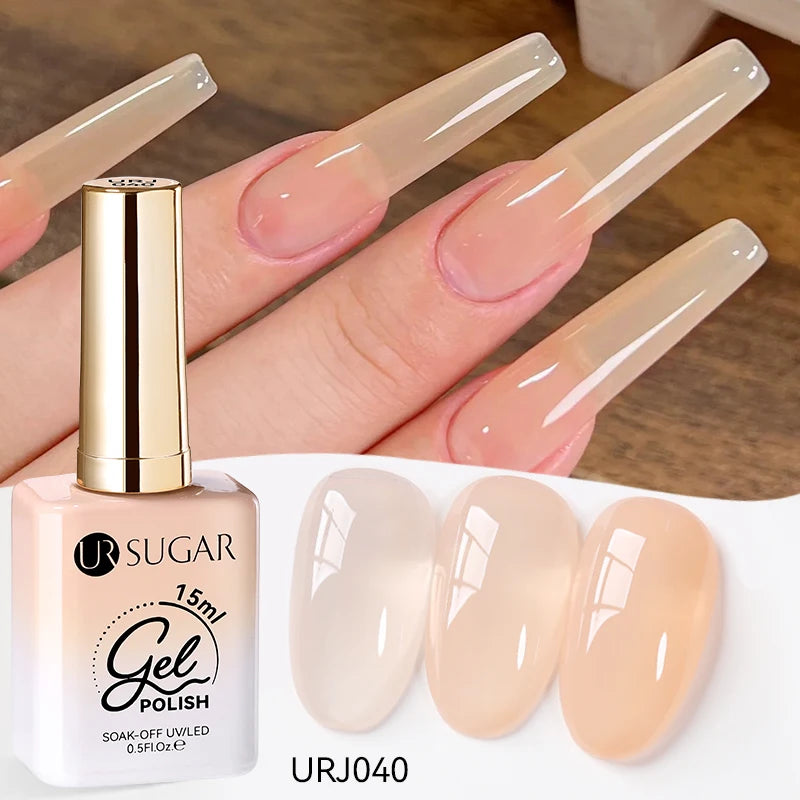UR SUGAR 15ml Jelly Milky White Translucent Color Gel Polish Semi Permanent UV Gel Nail Art Soak Off Gel Varnish Latest Fashion