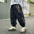New Spring Autumn Fashion Splicing Style Boys Pants Loose Patchwork Sport Overalls Cargo Trousers For 4-14 Years Old Kids