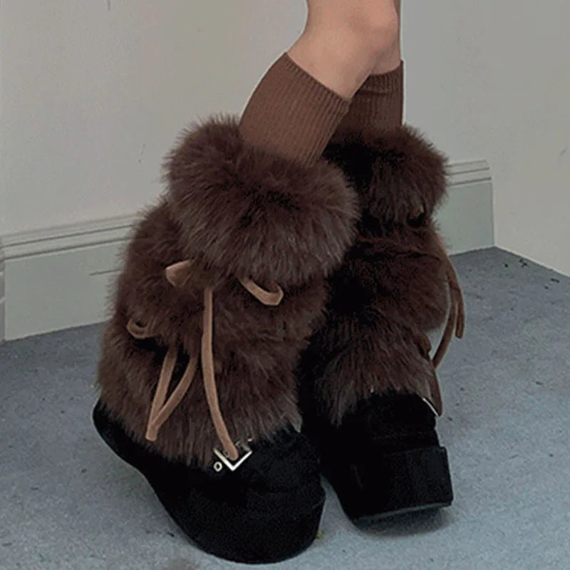 Faux Rabbit Fur Leg Warmers