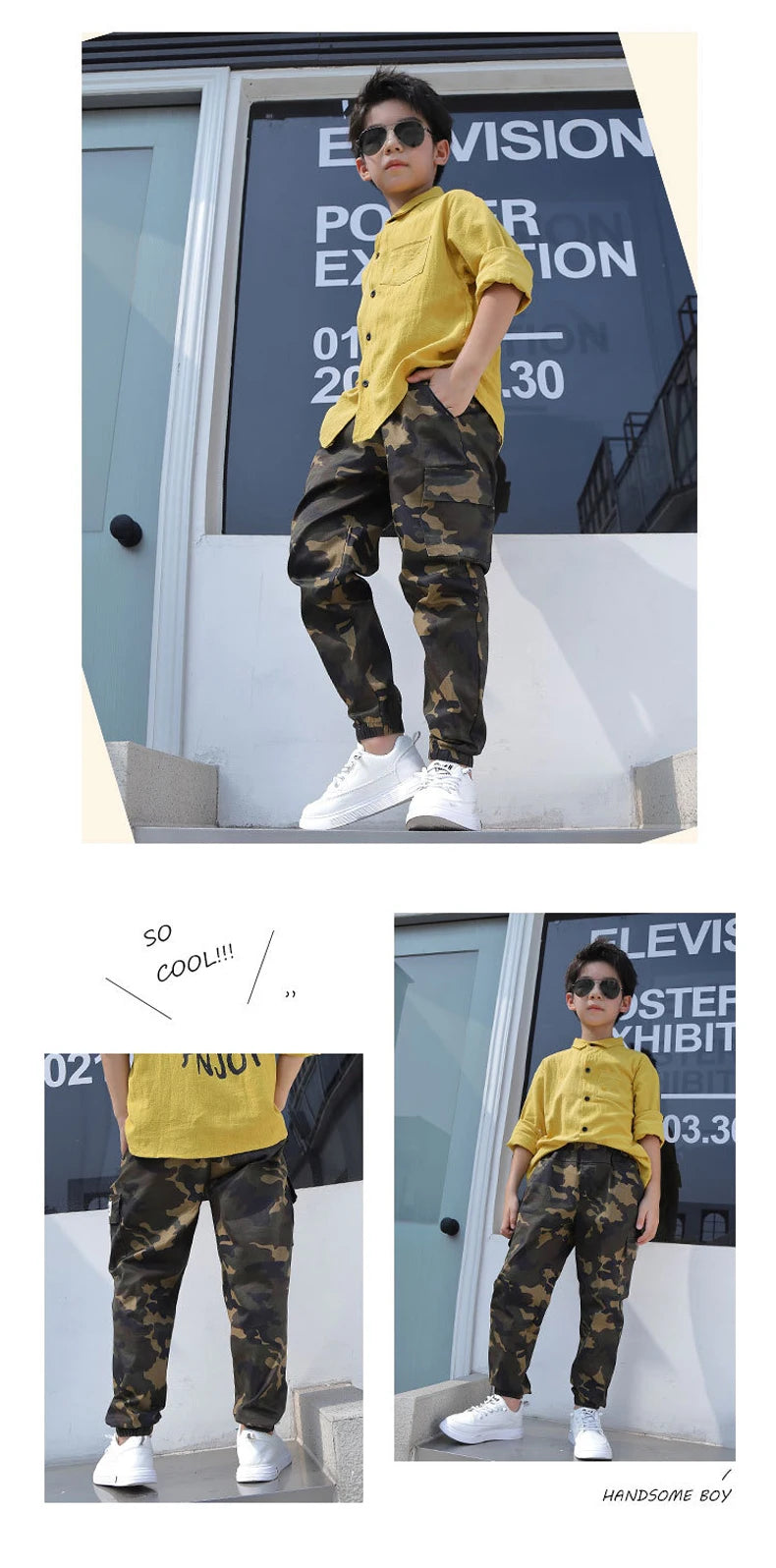 Kids Casual Trousers Camouflage Long Pants For Boy Spring Fall Children Cotton Military Clothing 6-14 Years Old