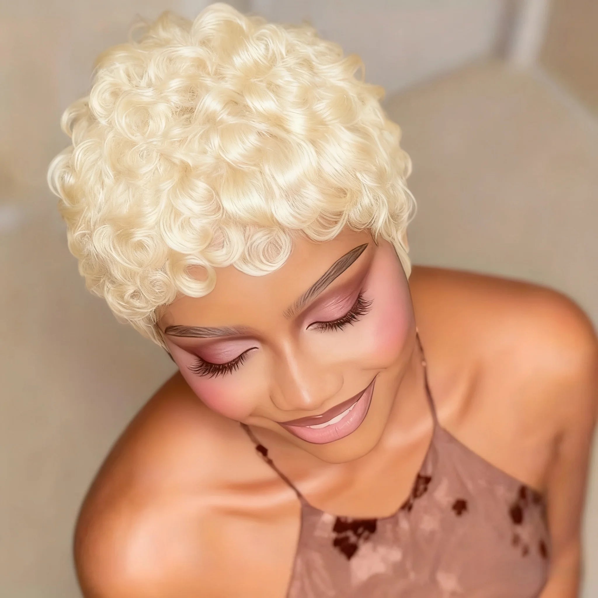 Brazilian Layered Short Loose Curly Pixie Cut Wig
