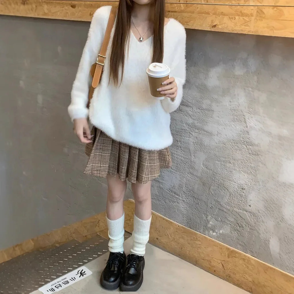 V-Neck Long Sleeve Knitted Top