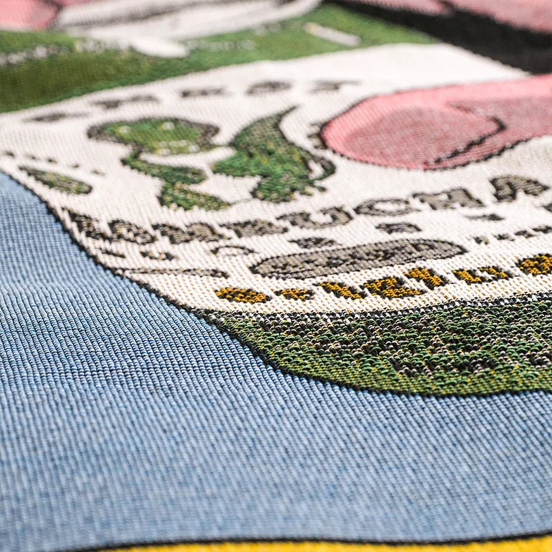 Ins Kombucha Illustration Cartoon Throw Blanket