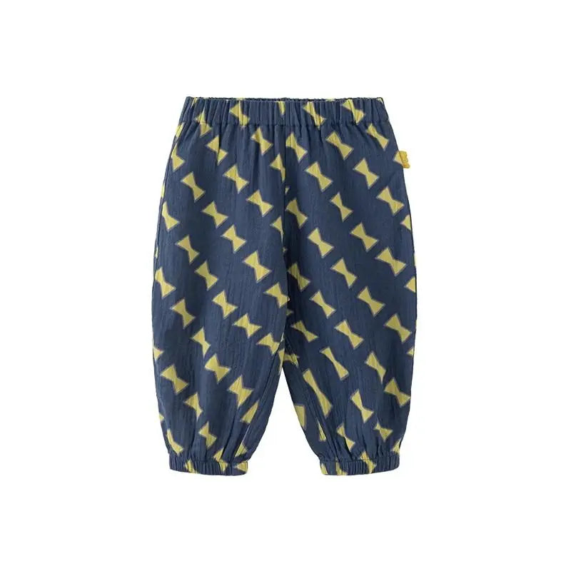 Kids Printed Mosquito-Repellent Pants Summer Boys Girls Pure Cotton Breathable Elastic Cuff Trousers for Baby Toddler Outdoor