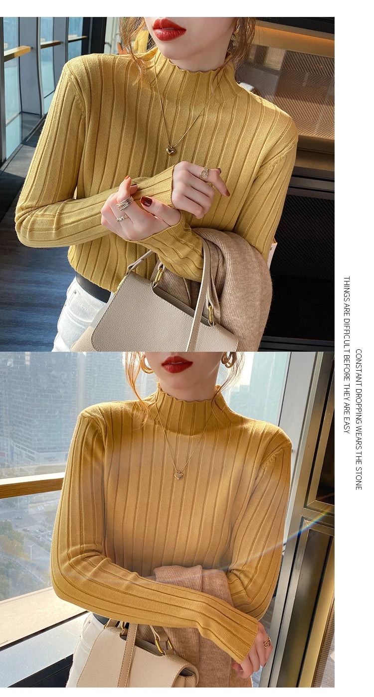 Knitted Ribbed Turtleneck Sweater